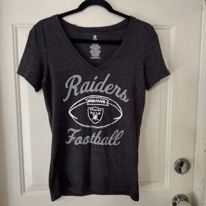 Team Apparel Women's Black V-Neck Distressed Look Raiders T-Shirt